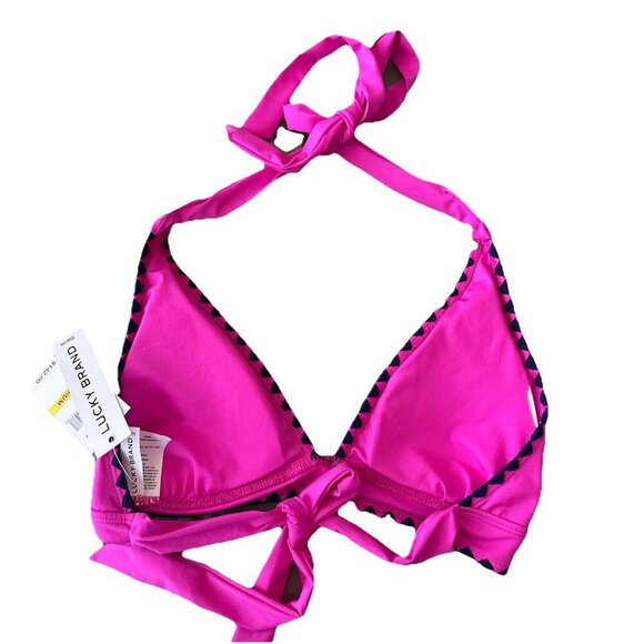 Lucky Brand 2 Piece Swimsuit Medium Pink Bikini Top & Hipster Bottom Embroidered - Picture 4 of 8